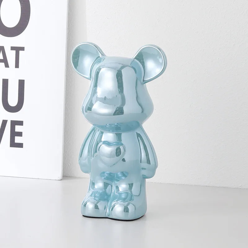 Ceramic Cartoon Teddy Bear Figurine Love Bear Ornament Living Room Small Piggy Bank Wine Cabinet Desktop Home Decoration