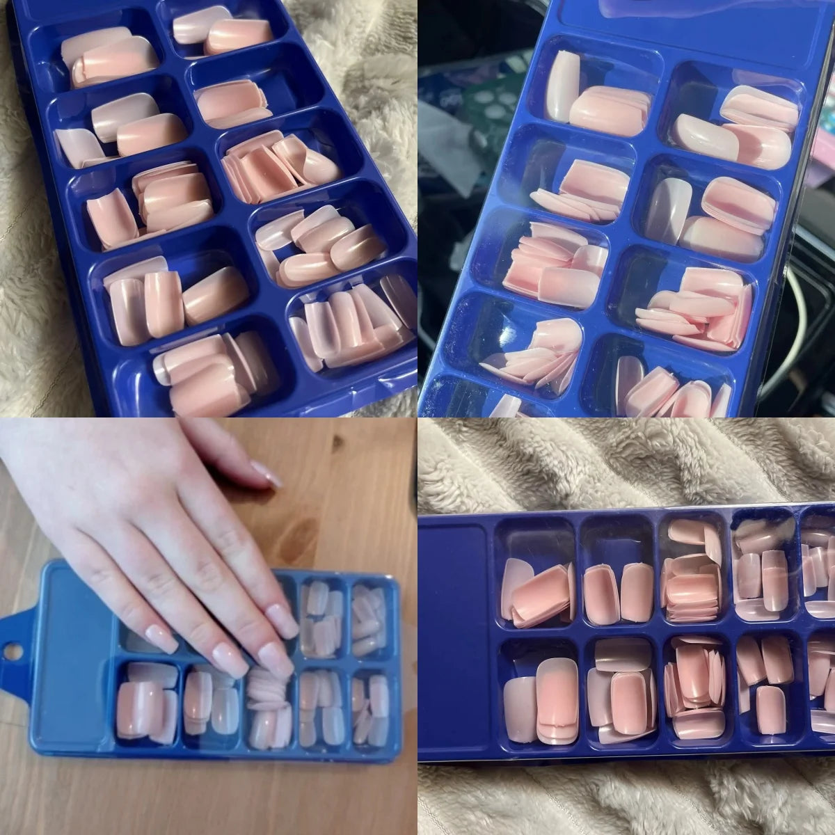 100pcs Light Pink Press-On Nails | Short & Medium Square | 10 Sizes Full Cover Nail Tips
