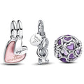 New Openwork Hearts Mum Bead Infinity Knot Dangle Charm Fit Original Pan Bracelet DIY Valentine's Day Gift Women Jewelry