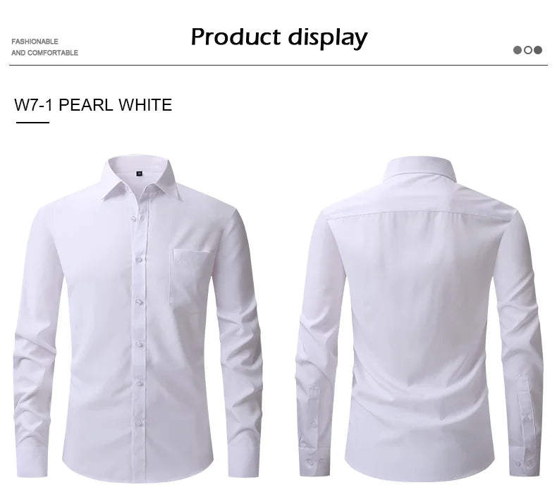 New spring and summer American men's shirt business casual long sleeve slim professional formal wear free ironing solid color