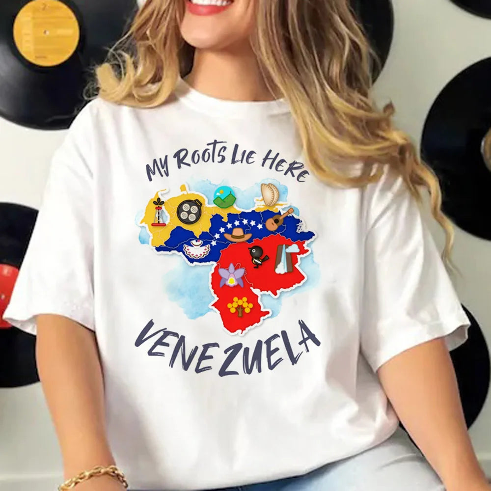 Venezuela t-shirts women crew neck streetwear patterned t shirt girl streetwear clothes