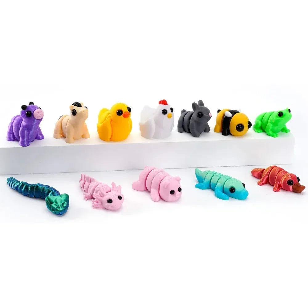 3D Printed Mini Animals Multi-Joint Rotatable Fidget Toys Office Desk Decoration Home Decor Animal Model Figurine Kid Gift 피규어
