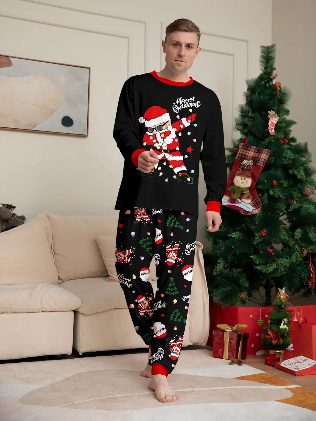 2025 New family-friendly home wear for Christmas holiday photos, including adult and children's pajama sets, Family Pajamas