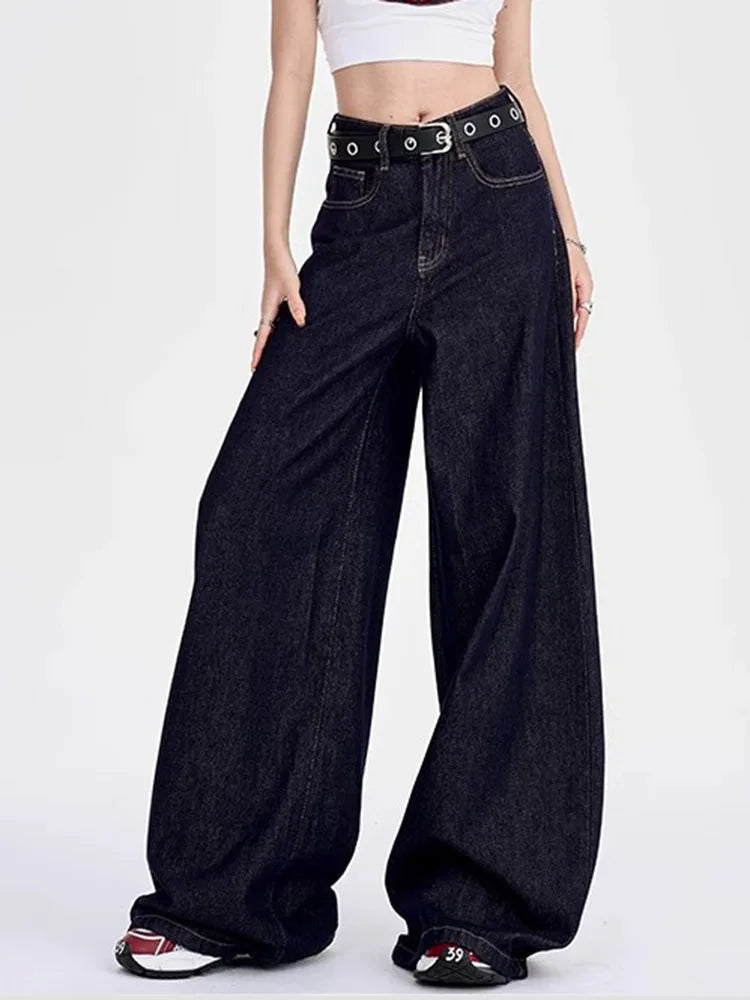 Korean Fashion Baggy Wide Leg Jeans Women Vintage High Waist Loose Straight Denim Pants Casual Classic Solid Streetwear Vaqueros
