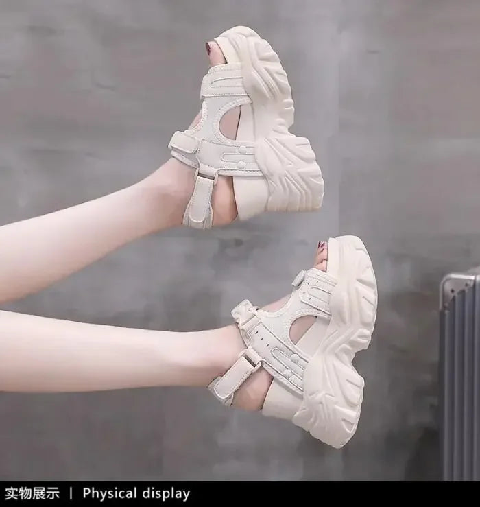 Brand Chunky Platform Sandals Women 10.5CM High Heels Sexy Open-toed Sandals Wedge Increased Shoes Ladies Beach Summer Sandalia