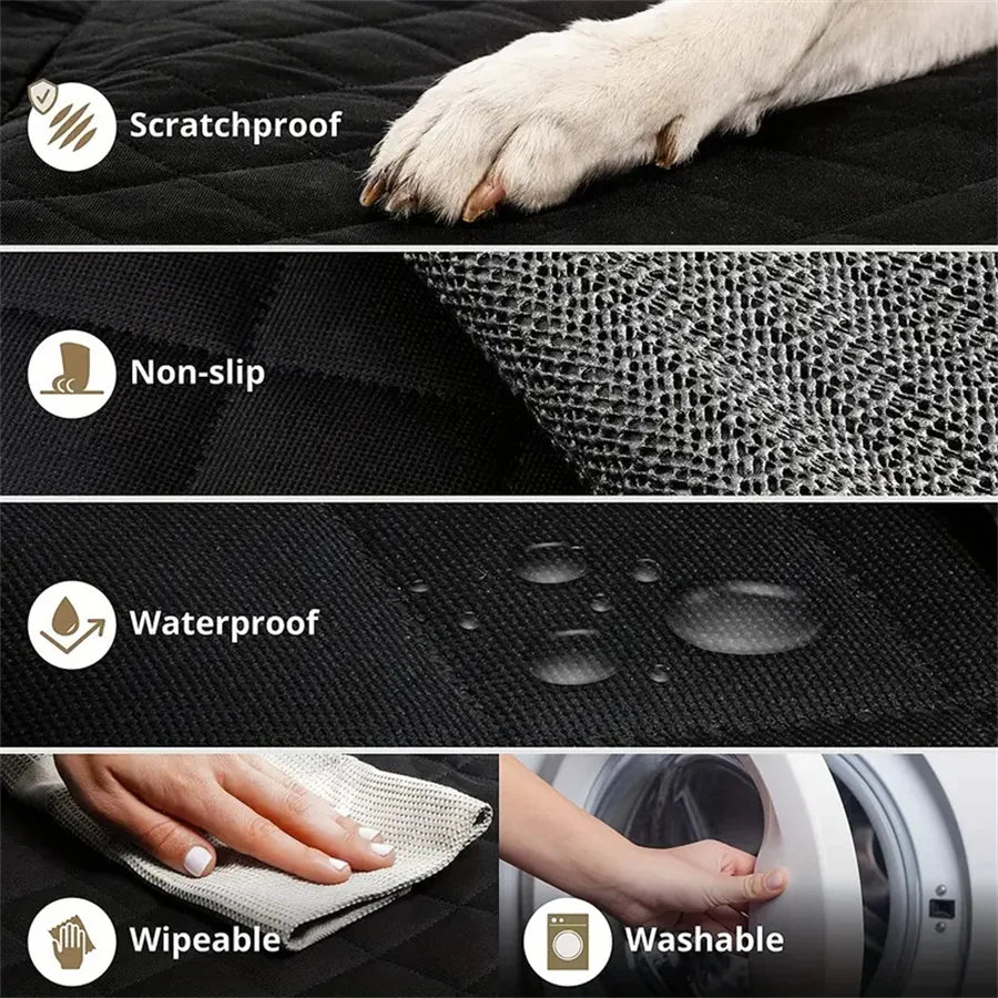 Fabric dog car seat cover, quilted, waterproof, anti slip, suitable for pet height increasing seats in cars, trucks, and SUVs -