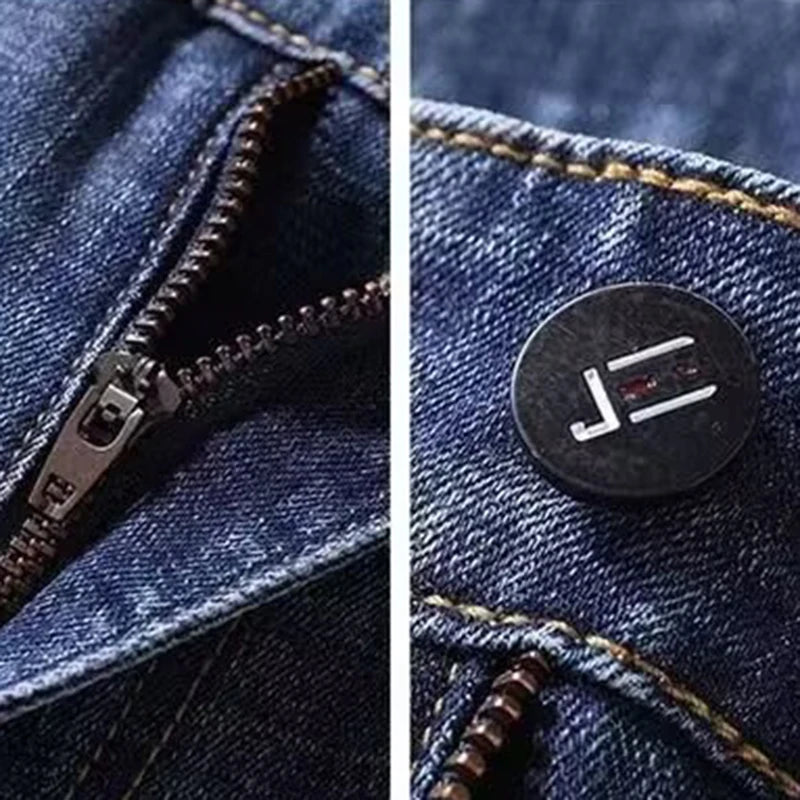 Men Fashion Loose Straight Elasticity Jeans Male Wear-resistant Slim Fit Denim Pants Smart Casual Dark Gray Trousers