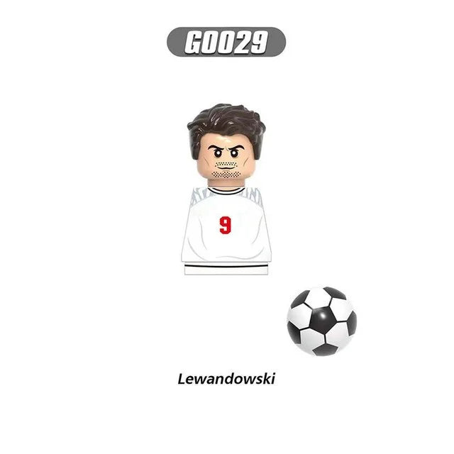 World Famous Football Players Figurine Messi Ronaldo Neymar Lewandowski Mini Action Building Block Model Toy Kids Gifts