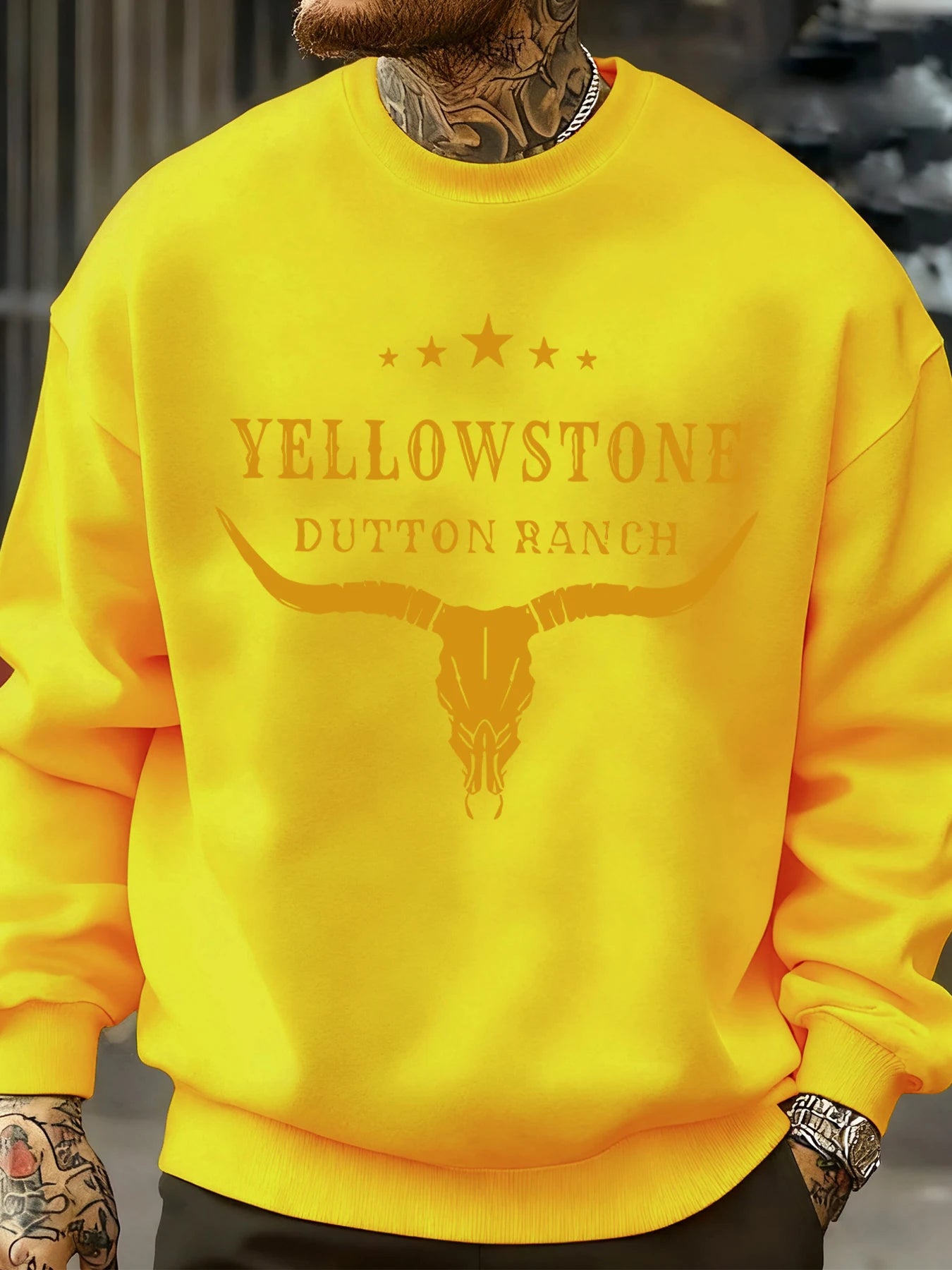 Yellow Stone Dutton Ranch Prints Mens Sweatshirt O-Neck Pullovers Tops Autumn Casual Multicolor Streetwear Fleece Man Clothes