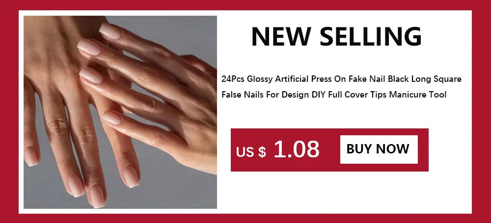 24pc nails Art Fake Nail Tips False Press on Coffin with Glue Stick Designs Clear Display Short Set Full Cover Artificial Square