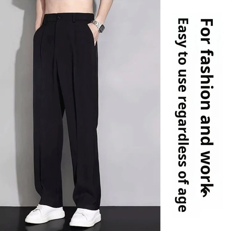 Men's Drape Pants Simple Loose Wide Leg Pants Positive Draped Drag Floor Trousers Outdoor Breathable Casual Straight Leg Pants