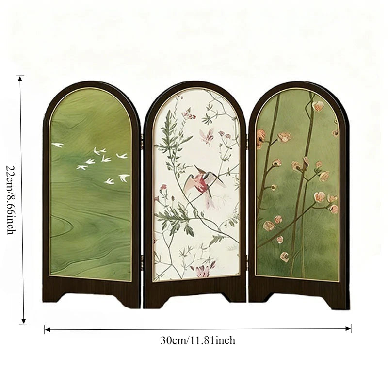 Chinese Style Small Screen Desktop Decoration Cabinet Bucket Decoration Foldable Retro Painting Desktop Decorative Ornamet