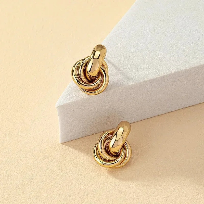 Gold & Silver Knot Hoop Earrings for Women – Trendy Twist Stud Jewelry