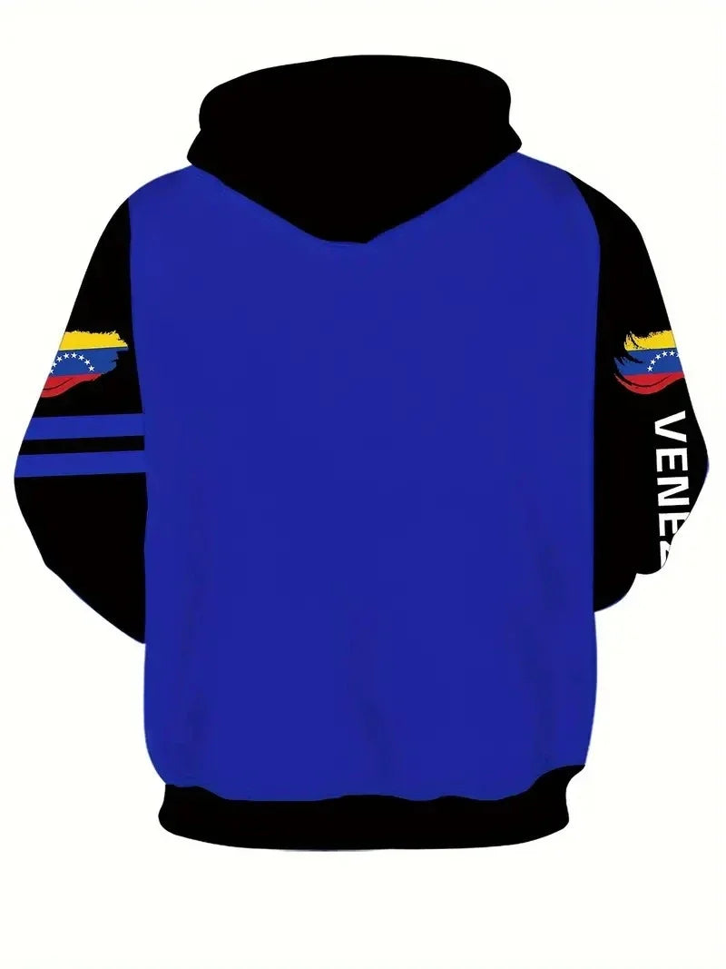 Venezuela Flag Emblem 3d Printed Hoodie Men's Clothing Long Sleeves Drawstring Pullover Sweatshirt Street Sports Casual Top