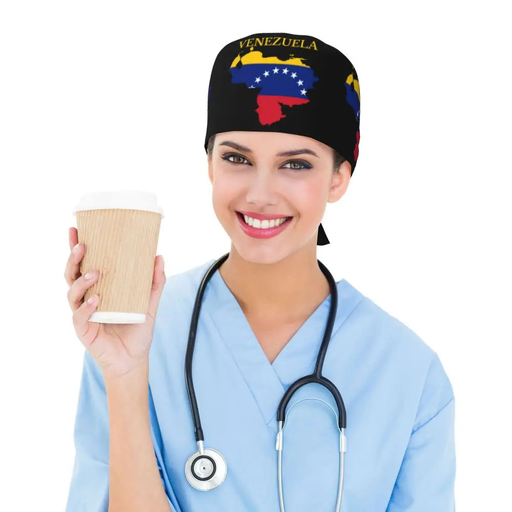 Custom Flour Bread VZLA Venezuelan Working Hat Women Men America VZLA Surgical Hat Scrub Nursing Doctor Surgeon Cap for Dentist
