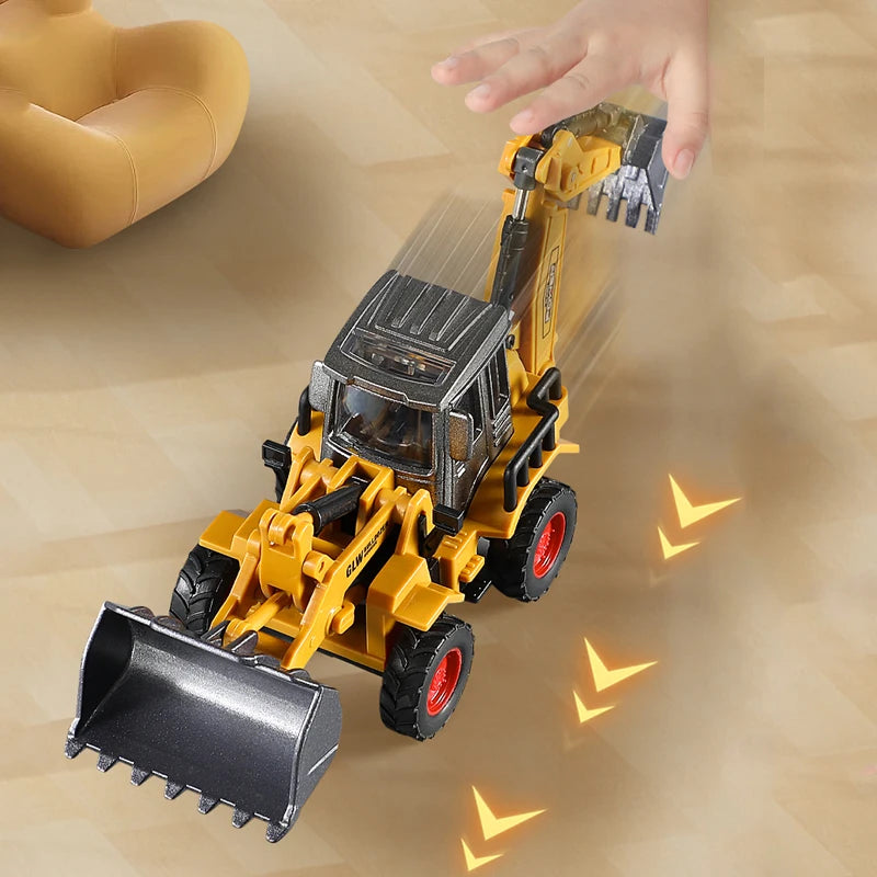 1:70 9 Styles Mini Yellow Alloy Forklift Driller Road Roller Engineering Diecast Construction Vehicle Inertia Toys for Boys Gift