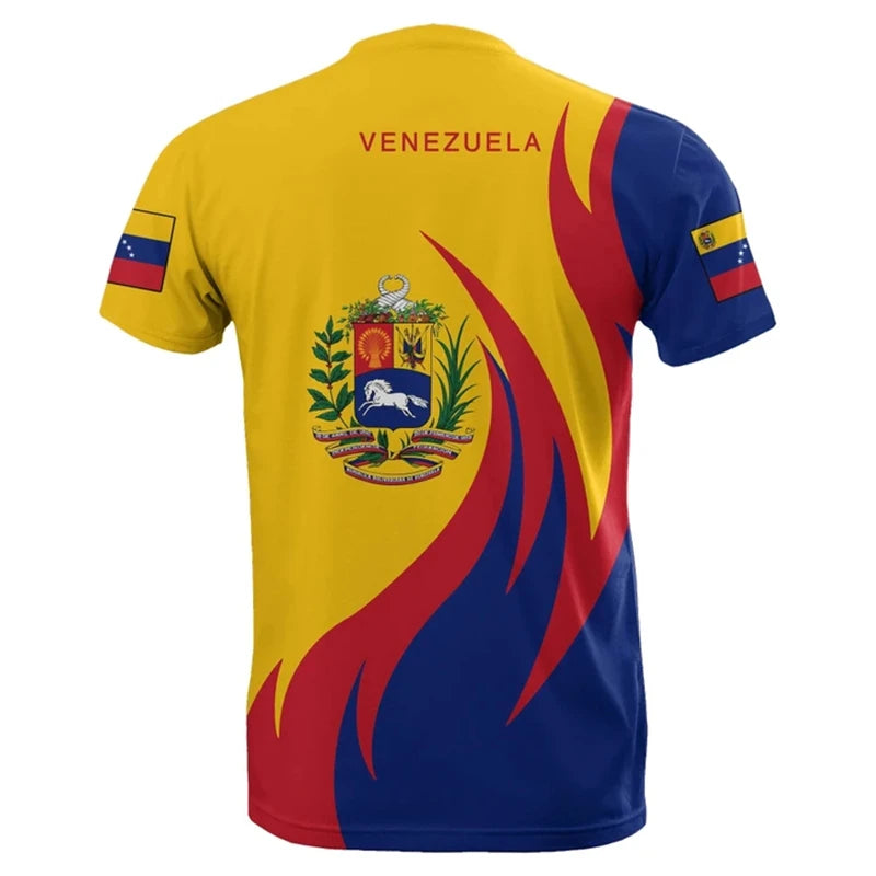 3d Print Venezuela Flag T-Shirt For Men Summer Round Neck Short Sleeve Tees Gym Sports Oversized T Shirts Tops Male Clothes