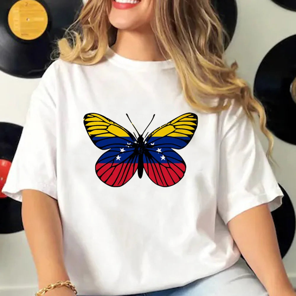 Venezuela t-shirts women crew neck streetwear patterned t shirt girl streetwear clothes