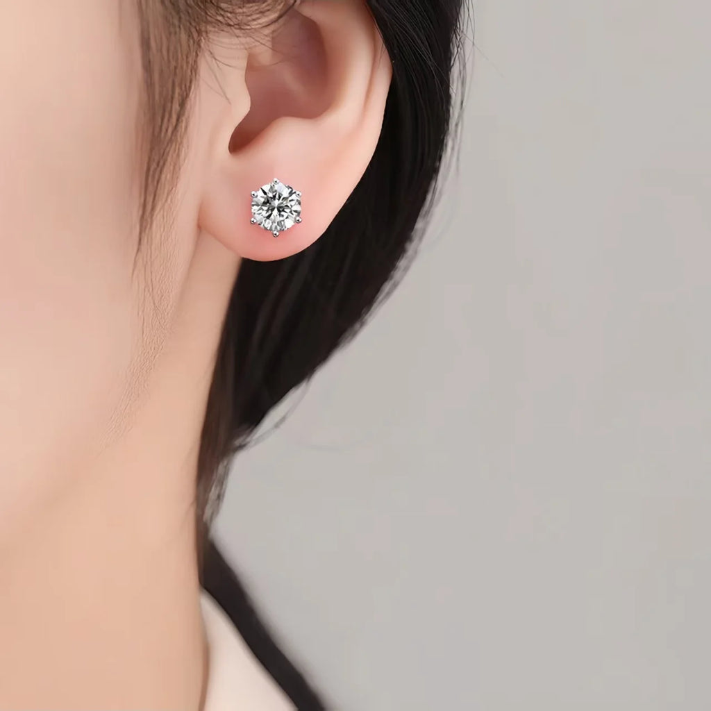 Moissanite Diamond Stud Earrings – D Color 925 Sterling Silver Gold Plated