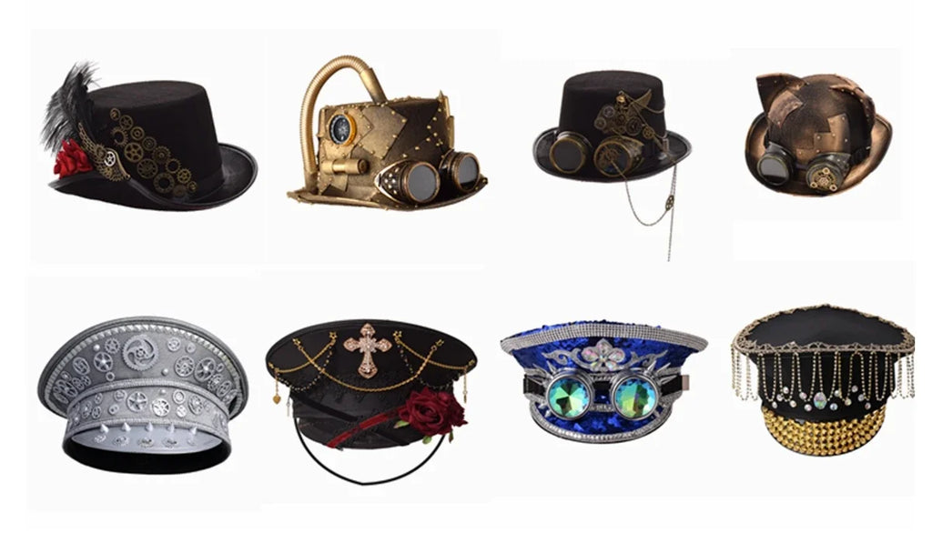 Handmade Steampunk Hat 58cm Women Men Top Hats With Gear