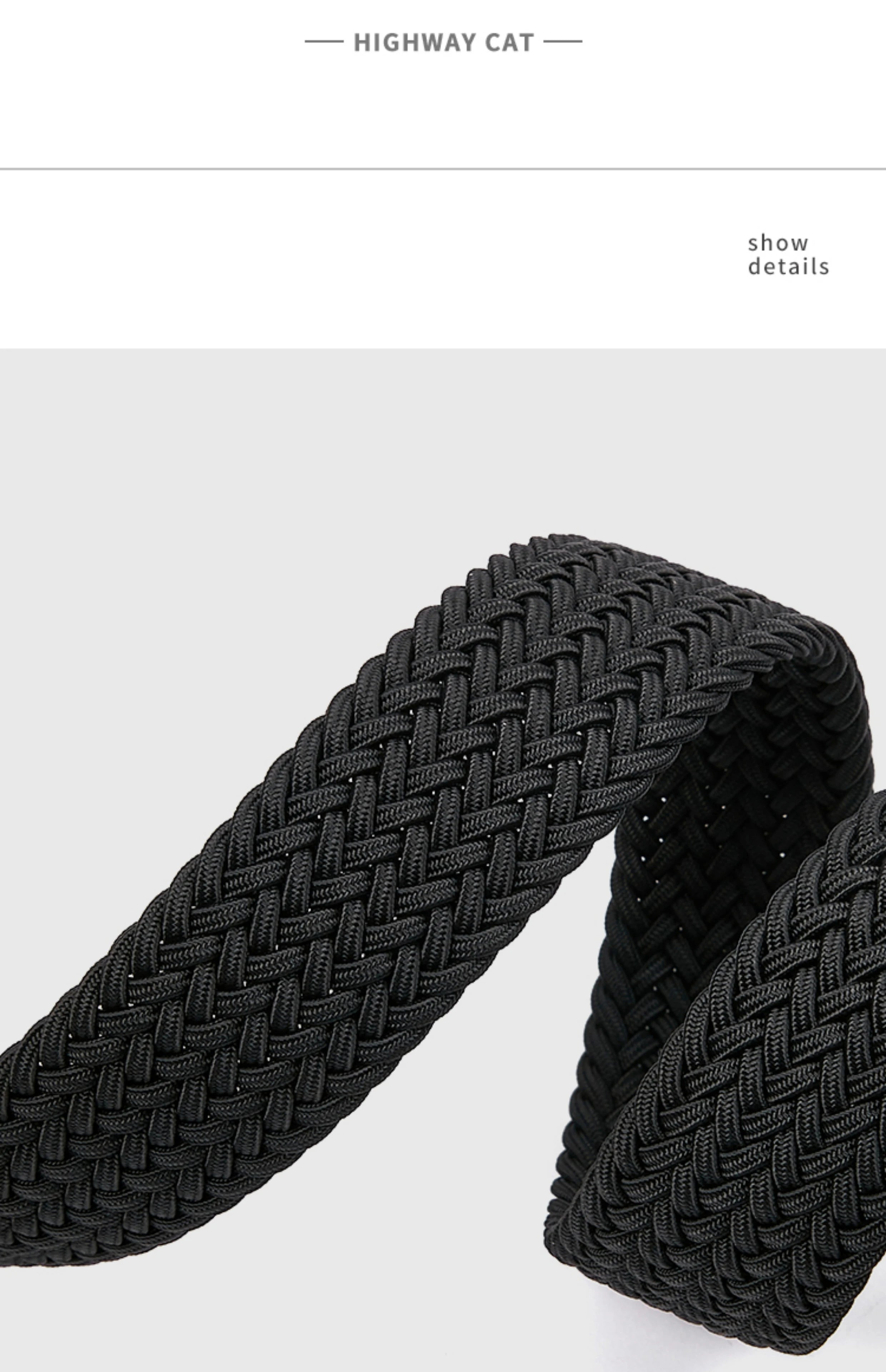Weaving Belt Men's Fashionable Belt for Young Adults Casual Multifunctional Canvas Pants Belt with Elastic Golf Studs Fabric Lea