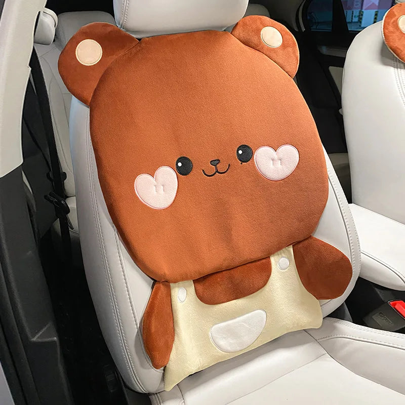 Cute Cartoon Animal Car Seat Covers Cushion Breathable Ice Silk Universal For Women Ladies Gifts Auto Interior Decor Accessories