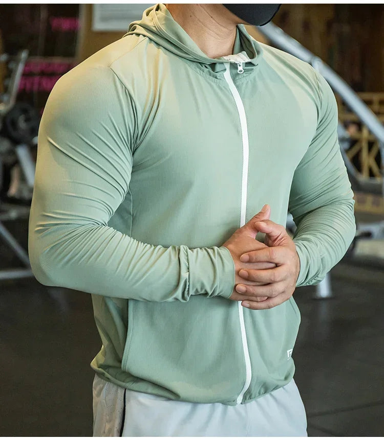 Mens Fitness Tracksuit Running Sport Hoodie Gym Joggers Hooded Outdoor Workout Shirts Tops Clothing Muscle Training Sweatshirt