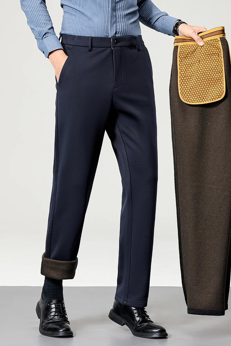 Men's Big Tall Classic Dress Pants High Elasticity Wrinkle Resistant Elegant Casual Straight Leg Business Daily Trousers