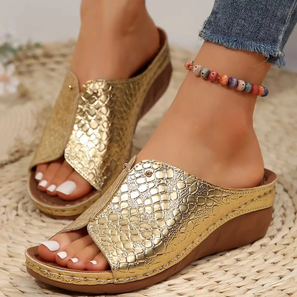 Sandals Women Shoes Summer Platform Heels Shoes Woman Slip On Shoes Wedge Women's Sandals Soft Woman Slippers Footwear Female