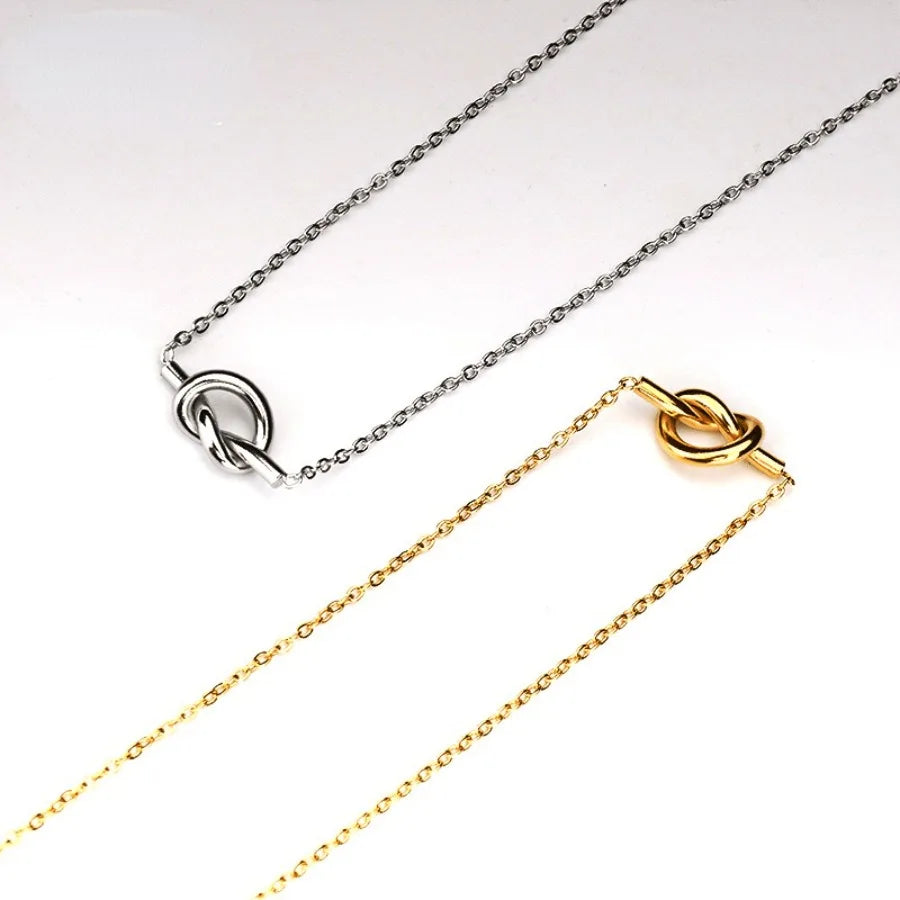 Stainless Steel Knot Women's Necklace Stylish Design 14K Gold Plated Jewelry