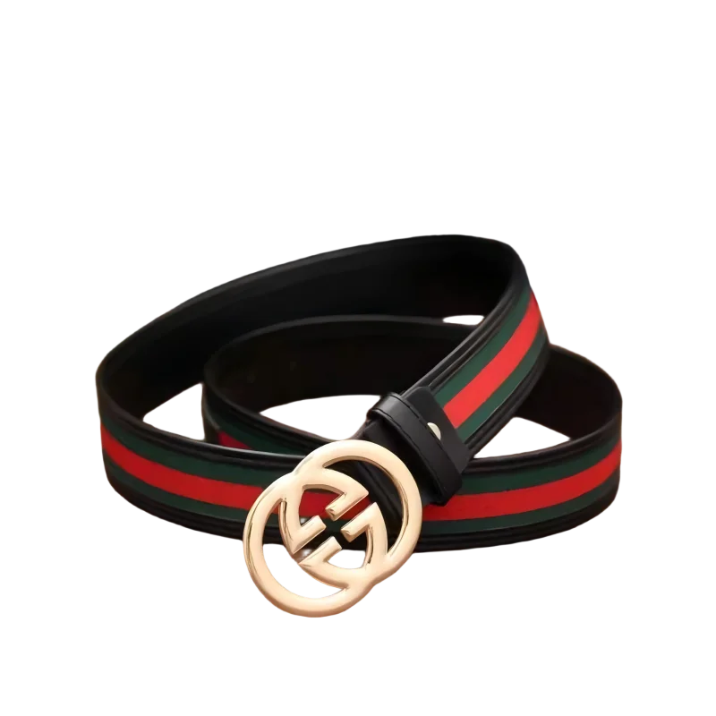 Fashion Men's Belt with Red and Green Fabric Letter Fashion Versatile Casual Denim Pants Smooth Buckle Casual Pants Belt