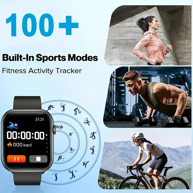 Smartwatch For Men Android IOS Phone 1.73" Screen Bluetooth Call Blood Oxygen Pressure Monitoring Smart Watch Women