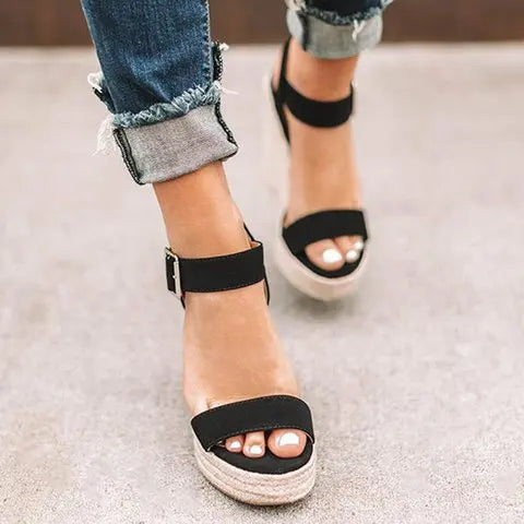 Heeled Sandals for Women Summer 2025 Espadrilles Women Sandals Comfort Buckle Strap Platform Shoes for Women New Sandalias Heels