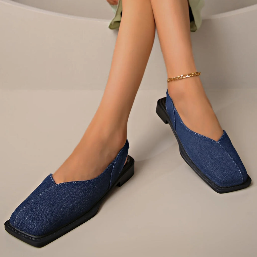 Women Sexy Sandals Elegant Square Toe Causal Flat Shoes for Women Fashion Low Heels Sandals Brand Designer Women Party Shoes