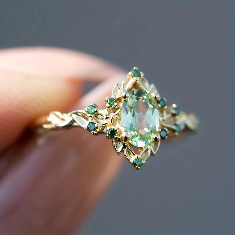 Elegant Luxurious Style Women's Ring with Artificial Zircon Inlaid Flower Ring Suitable for Daily Party Jewelry Holiday Gifts