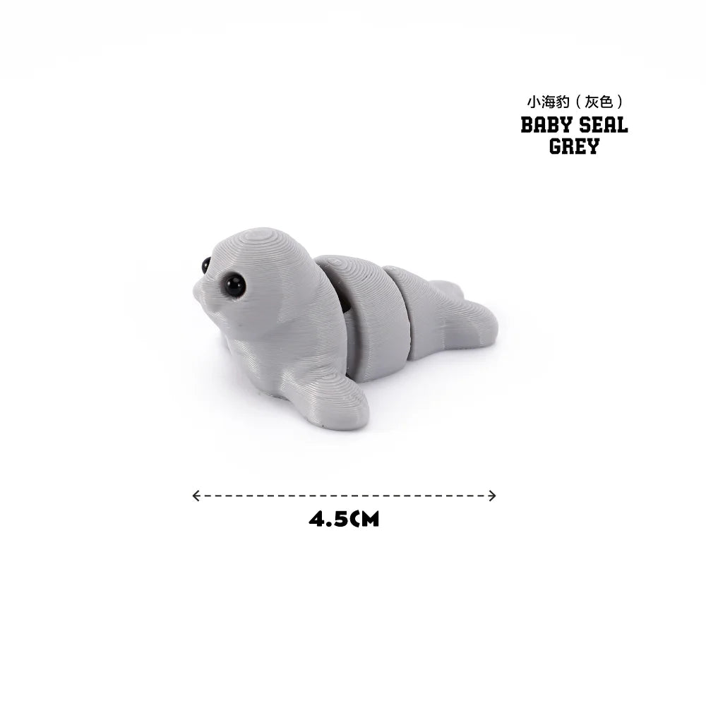 3D Printed Marine Animals Multi-Joint Rotatable Fidget Toys Office Desktop Ornament Home Decor Animal Model Figurine Car Decor