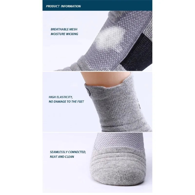3 Pairs Breathable Mesh Athletic Terry Socks Cushioned Moisture-managing and Durable Reduces Foot for Running Hiking & Sports