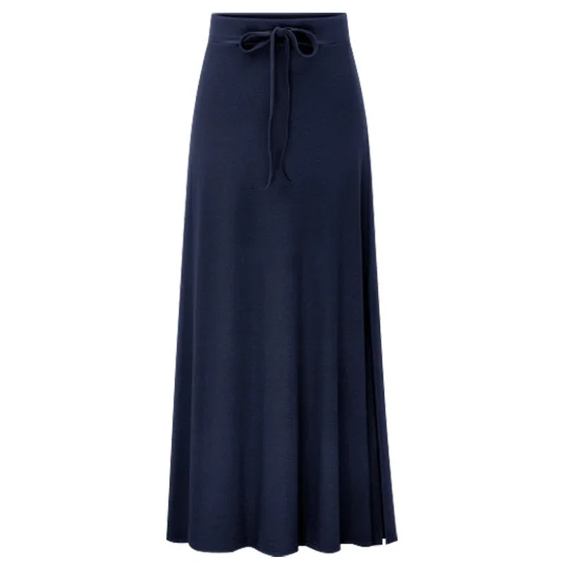 Plus Size Women's Clothing 2025 Fashion Knit Skirt Female High-waisted Long Split A-line Skirt Comforts Women Skirt