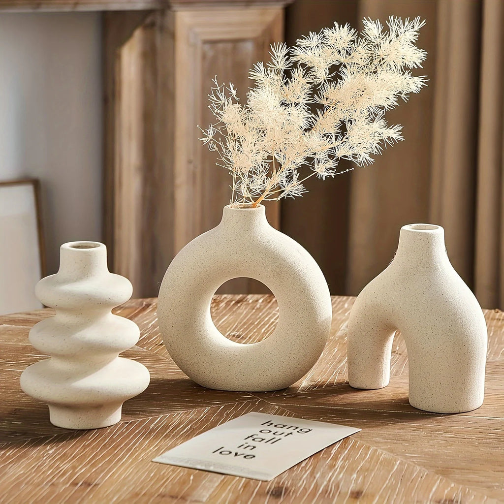 Bohemian ceramic vase set, decorative vase ornaments