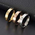 Stainless steel PVD plated 18k gold cartire cross zircon stone love couple ring for men women Valentine's Day birthday gift