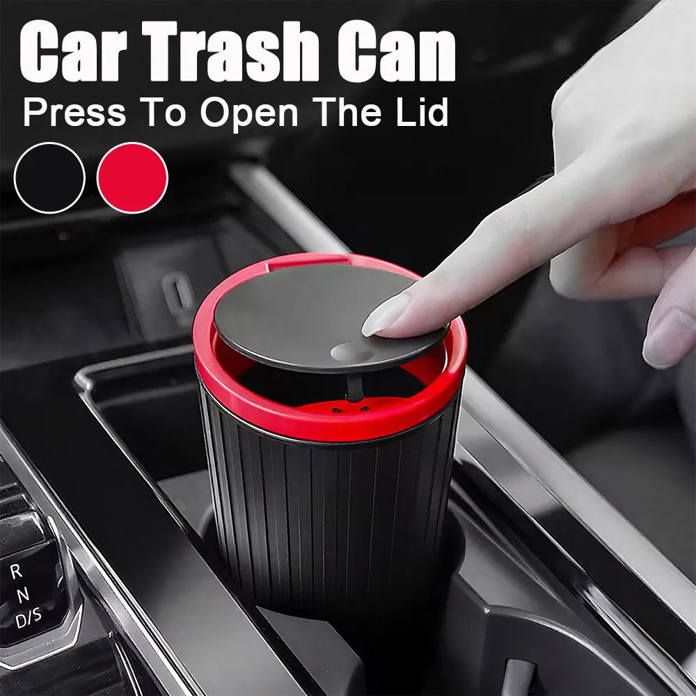 Mini Car Trash Can with Lid, Compact Automotive Garbage Bin Garbage Container Storage Box Bucket Auto Accessories