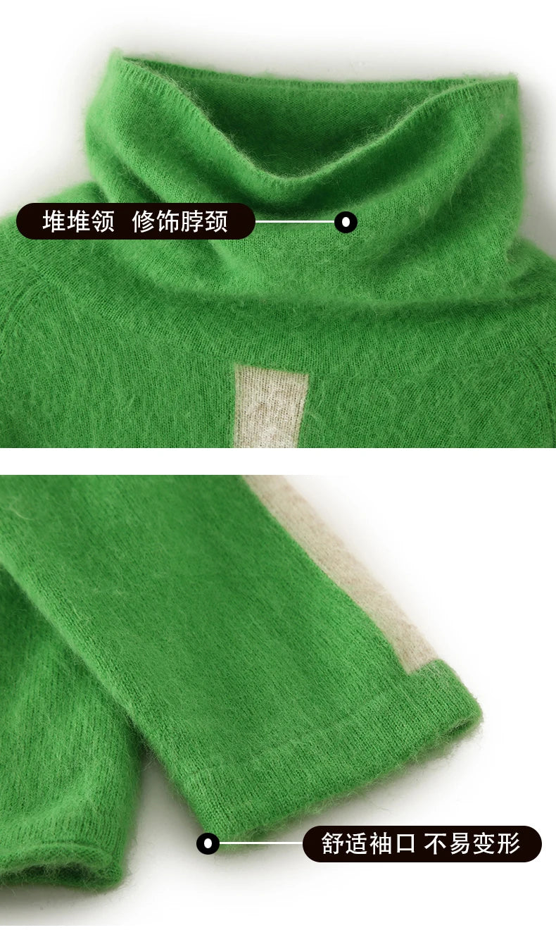 Women's Mink Cashmere Sweater High Neck Long Sleeve Autumn and Winter Fashion Soft Pullover Turtle Neck LuXury Women Top Jumper