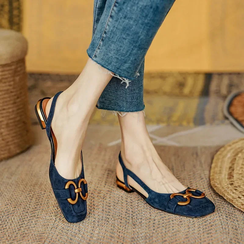 Women's Sandals Elegant Office Ladies Shoes and Sandals Women Casual Shoes Square Heel Sandals Slip On Woman Flats
