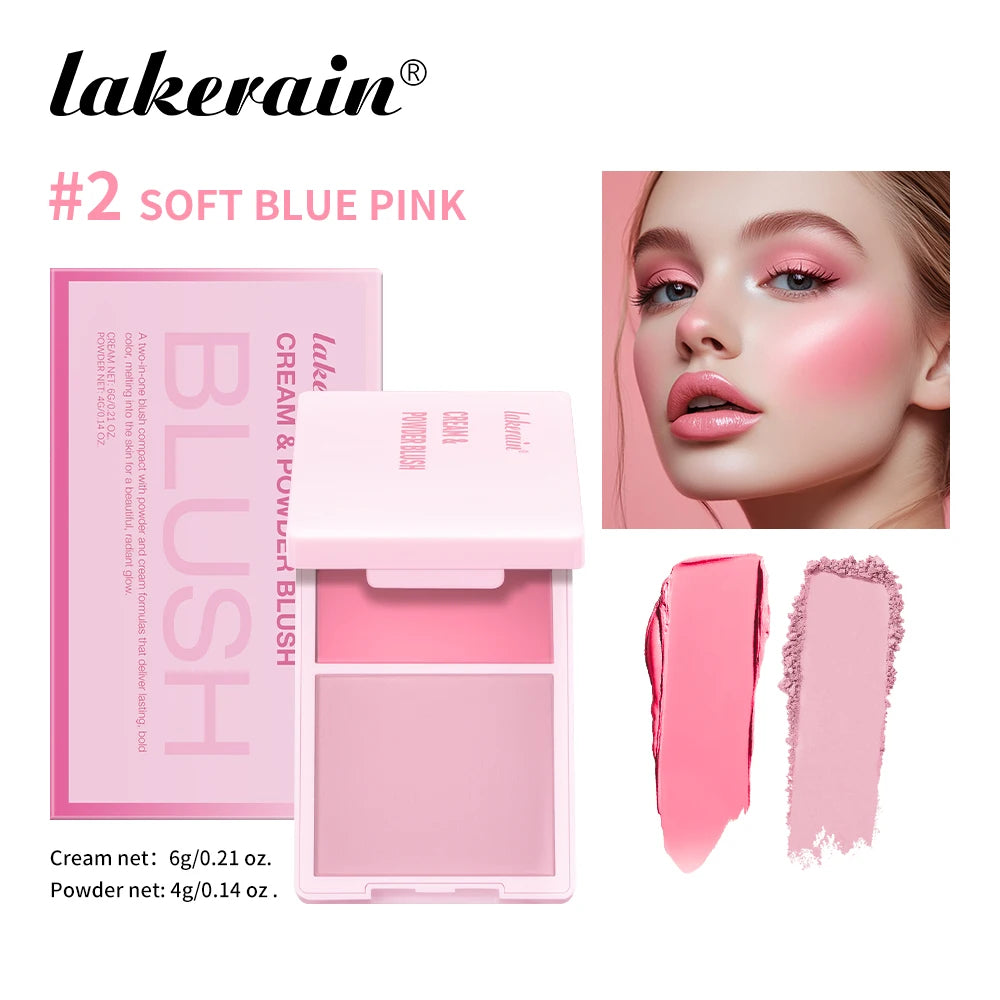 Cream & Powder Blush Matte 5Colors Dewy Rosy Blush Makeup Pan Long-lasting Wearing High Pigment Natural Matte Blush Cosmtics