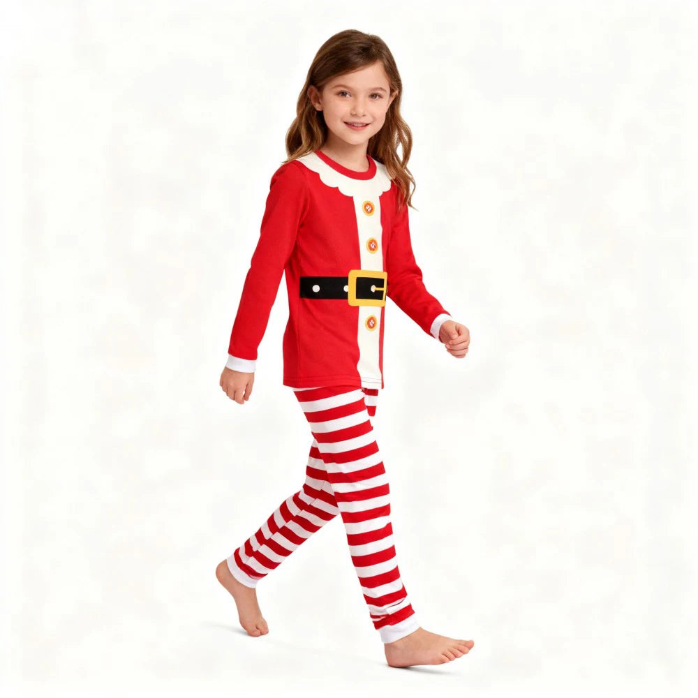 Children's Christmas Long Sleeve Pajama Sets Kids Elf and Santa Claus Sleepwear Boys Pijamas Baby Girls Pjs for Festive Xmas