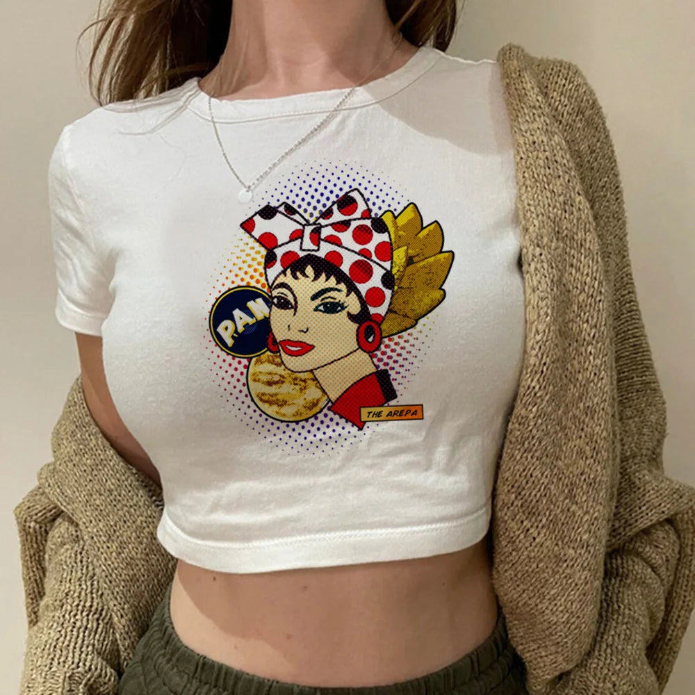Venezuela streetwear  graphic  fairy grunge  crop top Woman Kawaii cyber y2k manga Harajuku crop top