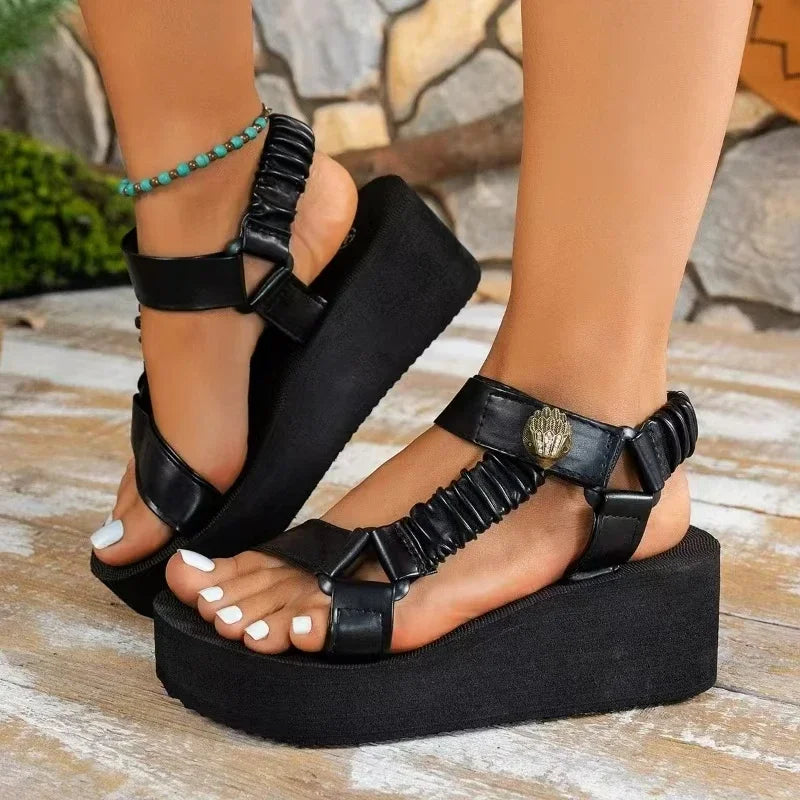 Platform Sandal, Summer Flat Women Shoes Foot high heels Beach Sandals Outdoor All-match Casual Slippers Large Size Sandals