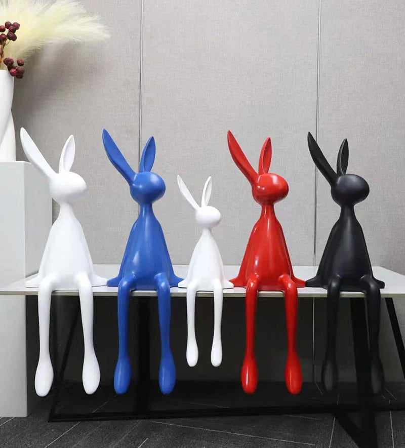 Creative Home Decor Rabbit Statue Abstract Art Sculpture Desk Living Room TV Cabinet Wine Cabinet Handicrafts Ornaments