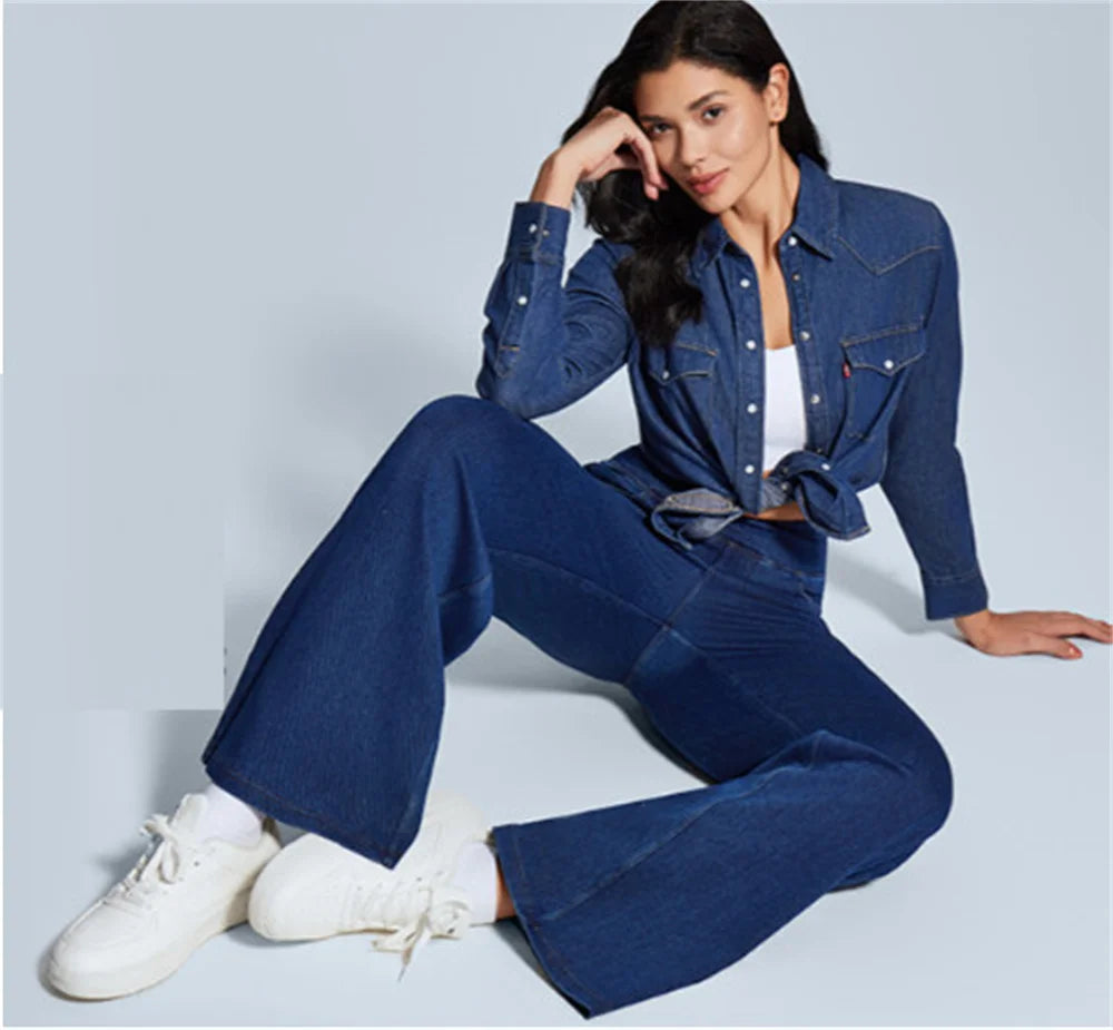 Wide Leg Jeans Woman High Waist Pull On Baggy