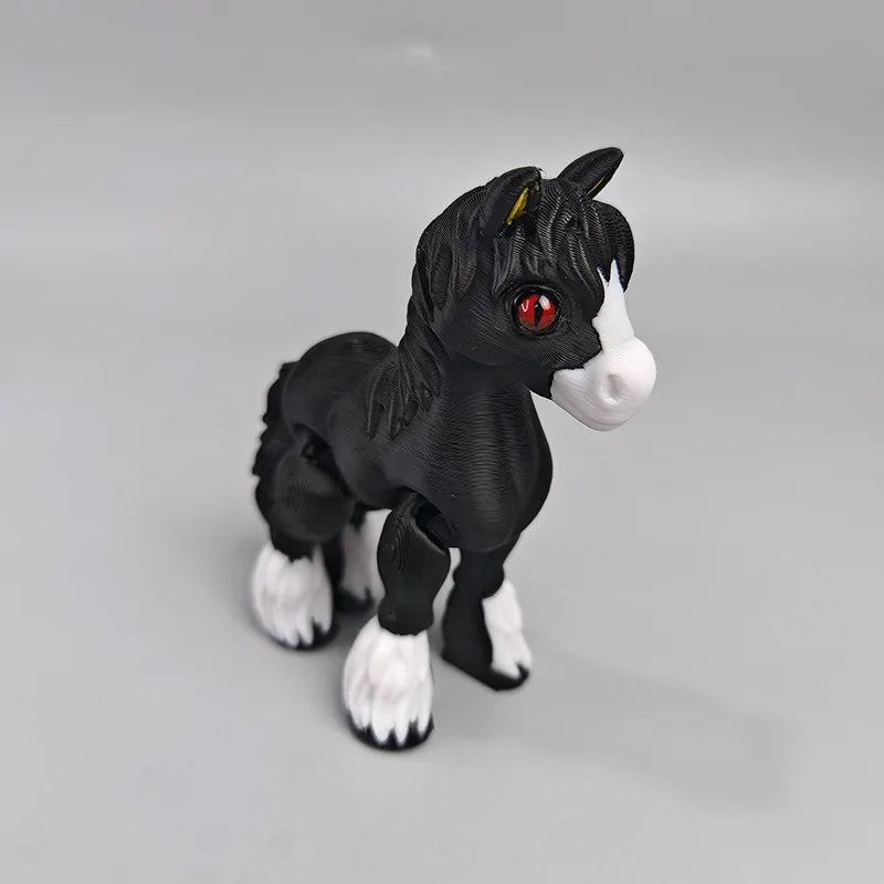 3D Printing Sunshine Rainbow Little White Horse Animal Toys Joint Tail Movable Creative Home Desk Decoration Kids Birthday Gift